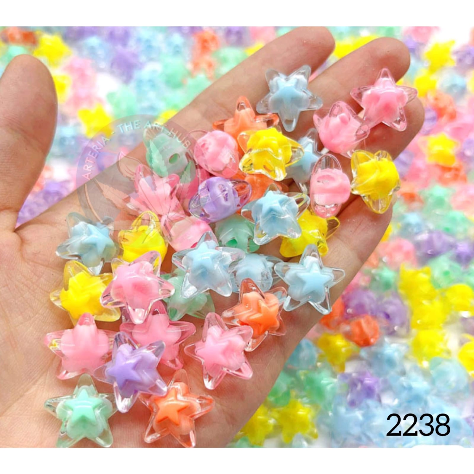 Cute Beads-  Star- Heavy Quality Plastic Beads- 10 Pcs