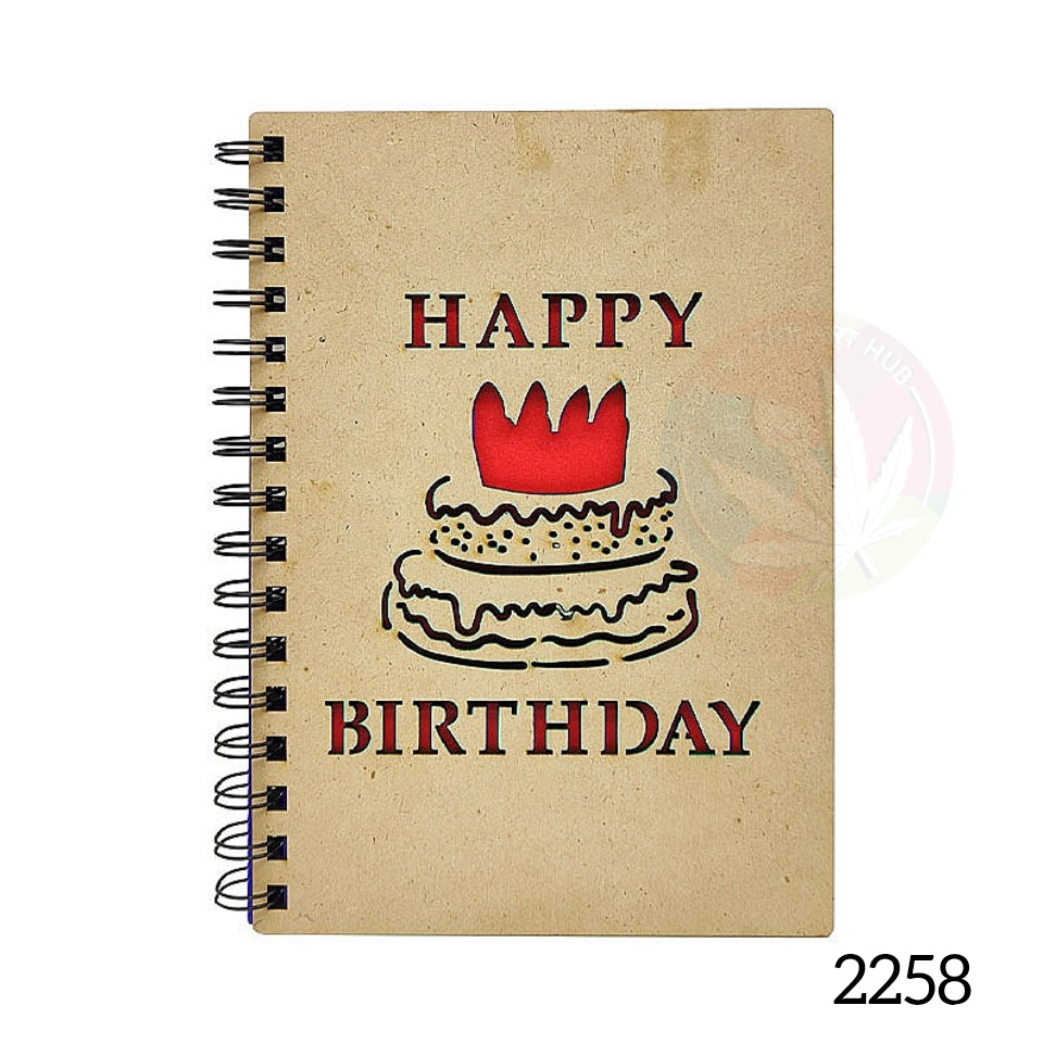 A5 MDF Spiral Notebook - Red Happy Birthday