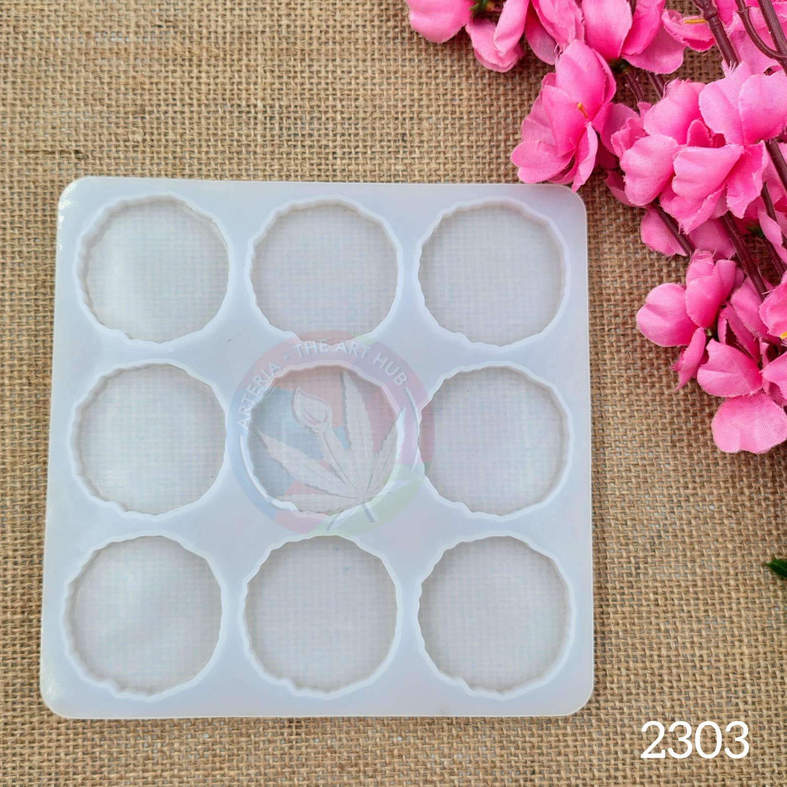 9 cavity agate round keychain & pendant mould without holes