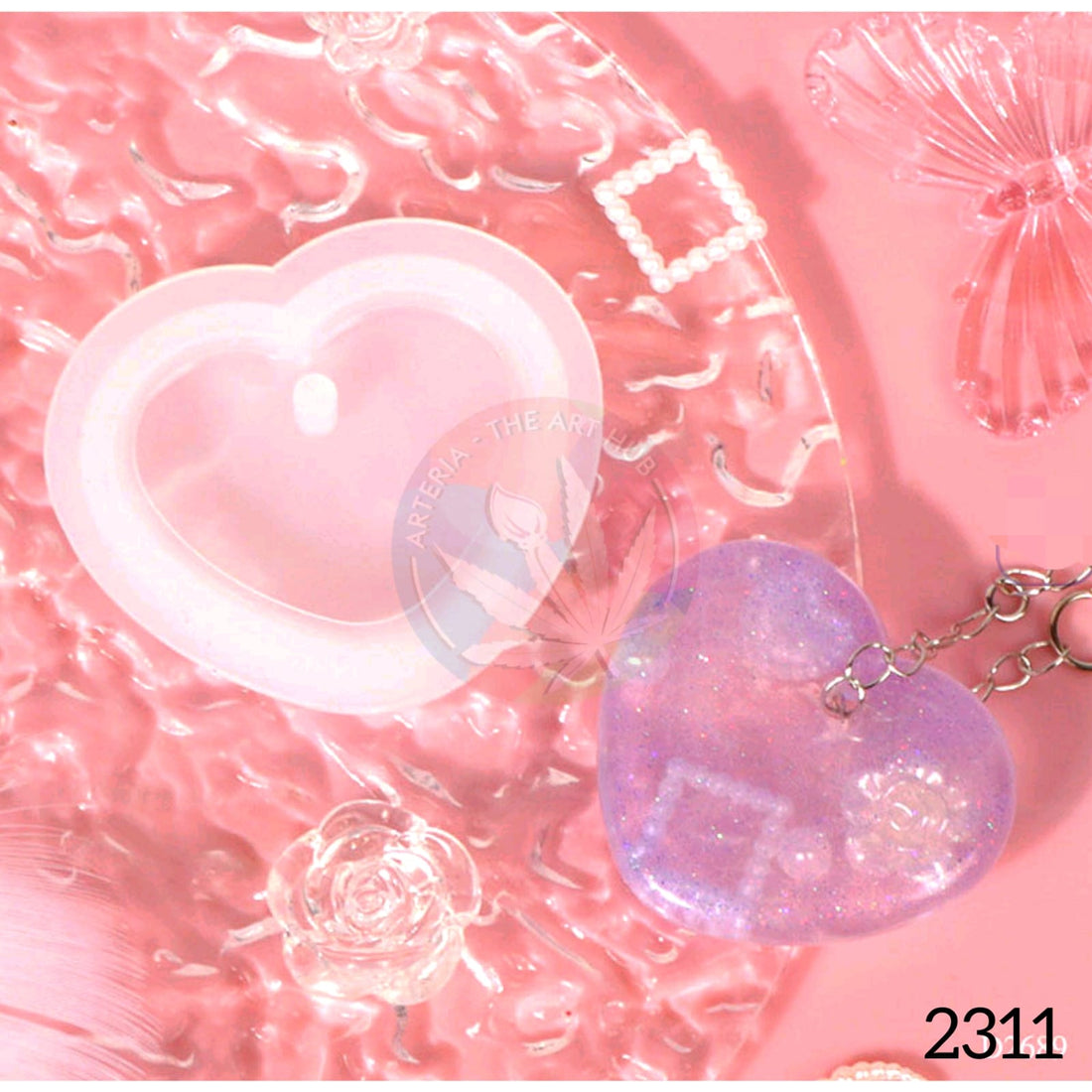 Small Heart Keychain & Pendant Mould with hole 2