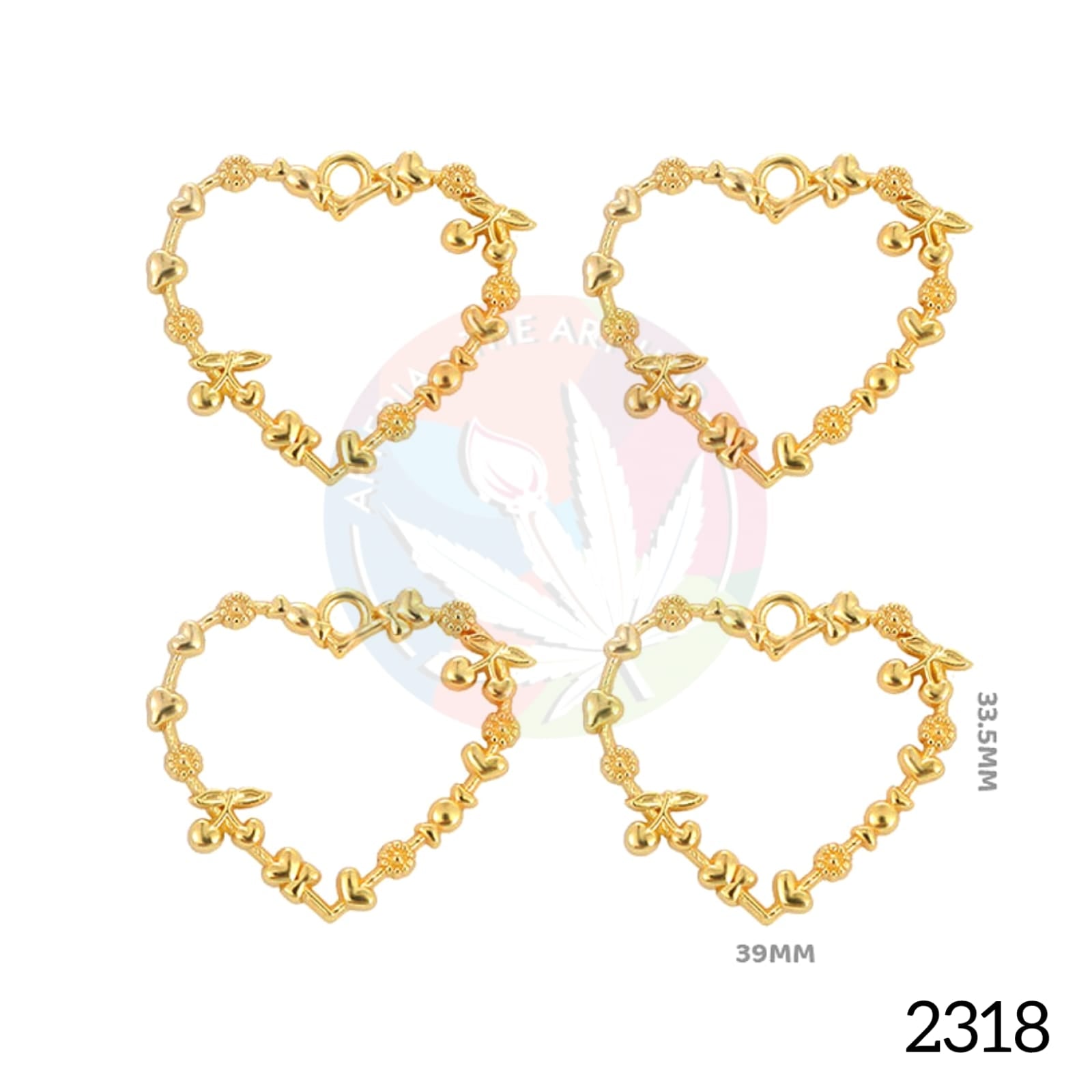 Designer Hollow Heart Bezel Golden [5 pcs]