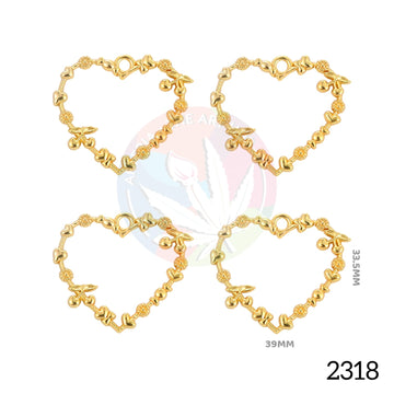 Designer Hollow Heart Bezel Golden [5 pcs]