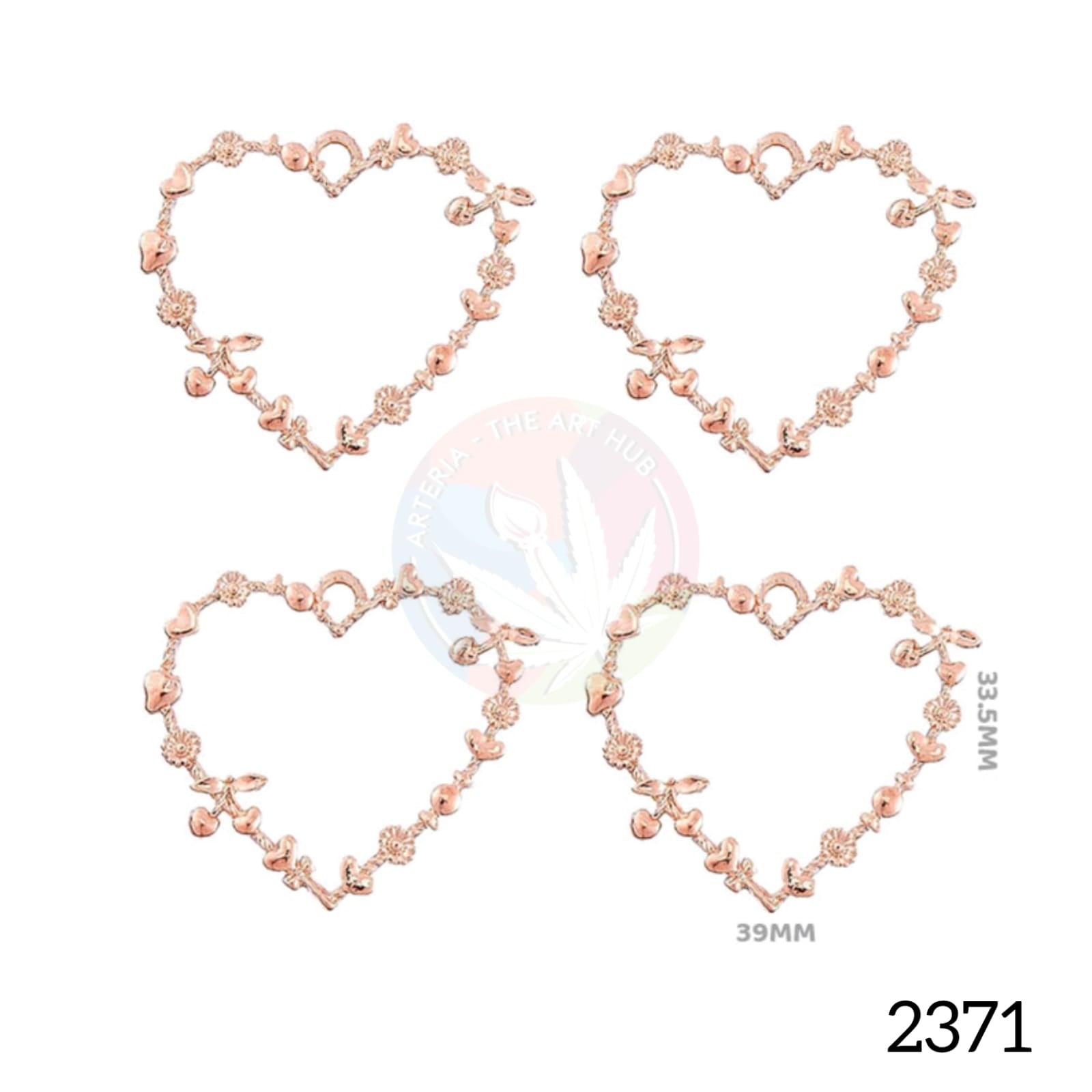 Designer Hollow Heart Bezel Rose Golden [5 pcs]