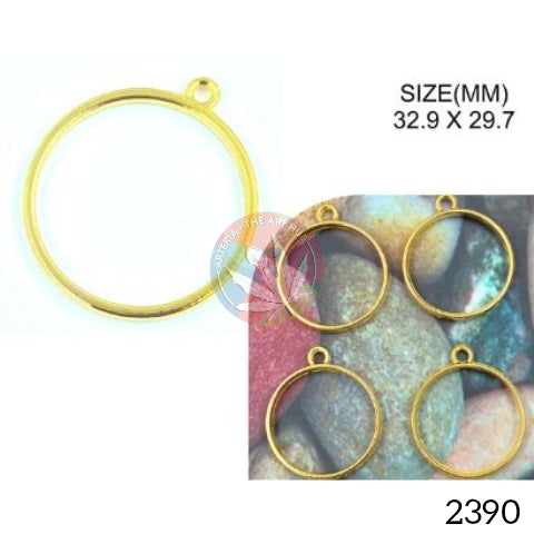 Gold Round Hollow Bezels  - set of 5