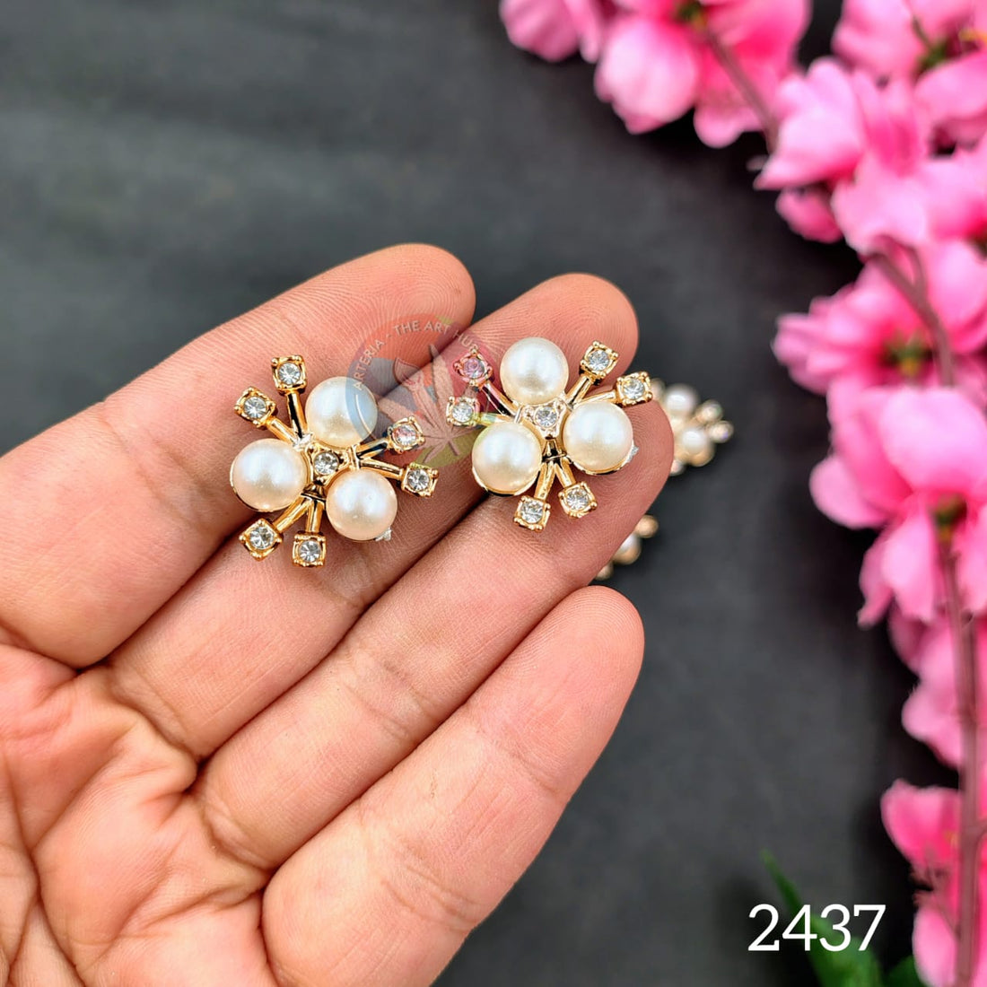 Decorative Pearl flowers - Pack of 6