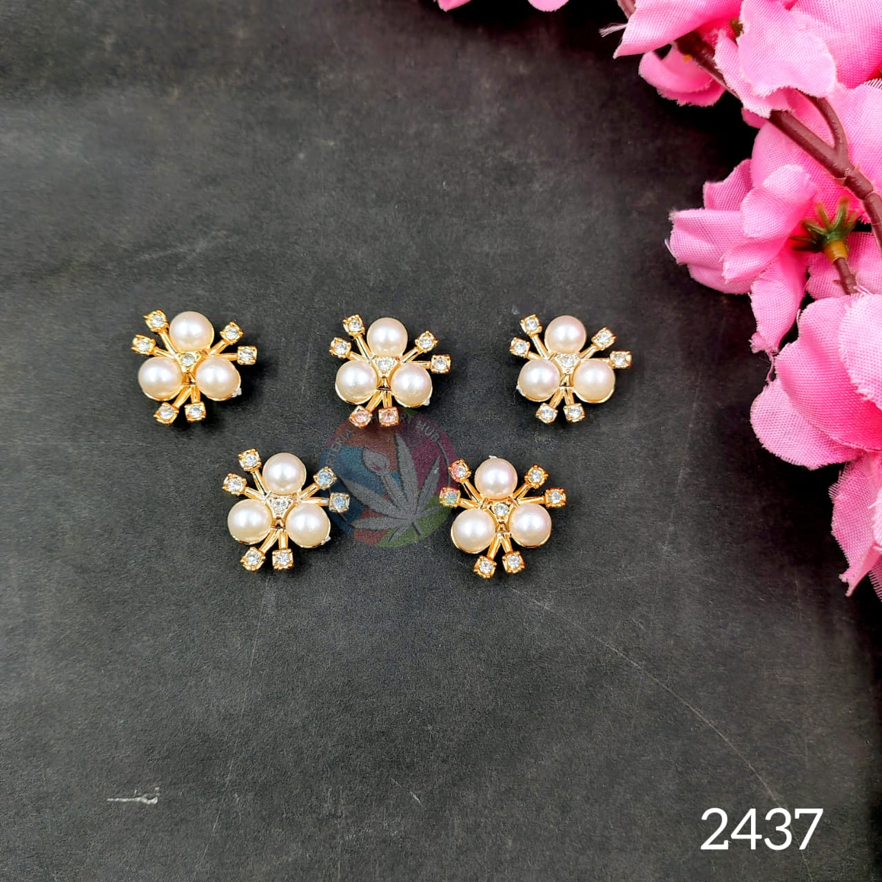 Decorative Pearl flowers - Pack of 6