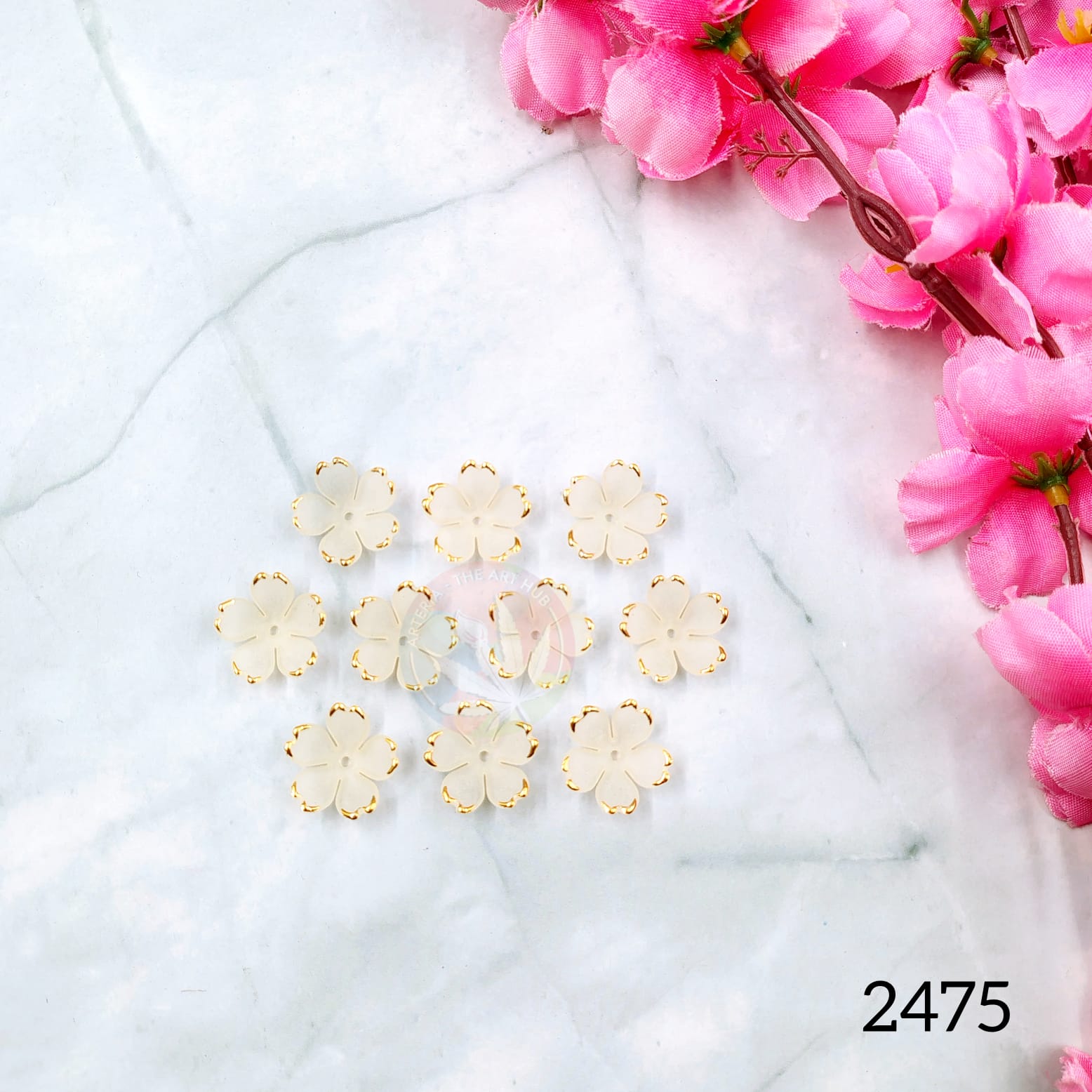 Acrylic cherry blossom flowers - Beige