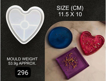 Heart Coaster Mould with Boundary Trinklet Coaster.