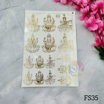 Emboss Sticker - Laxmiji & Ganpatiji