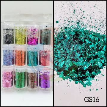 Metallic Glitter Chunks - set of 12