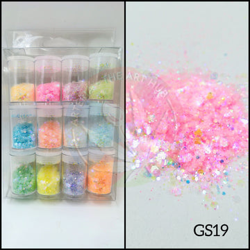 Translucent glitter chunks - set of 12