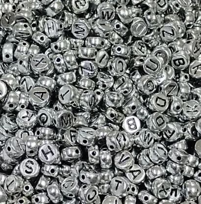 Picture of Alphabet Beads: Silver Round - 20 gms