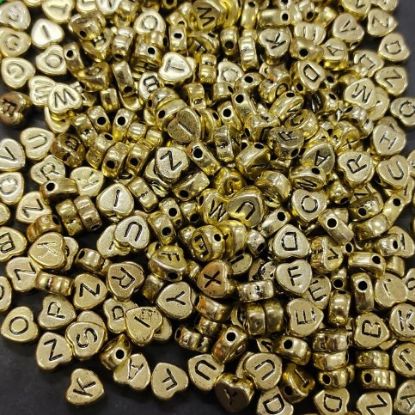 Picture of Alphabet Beads: Golden Hearts- 20g