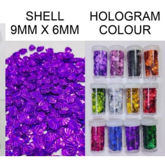 Picture of HOLOGRAPHIC SHELL  GLITTER SET OF 12