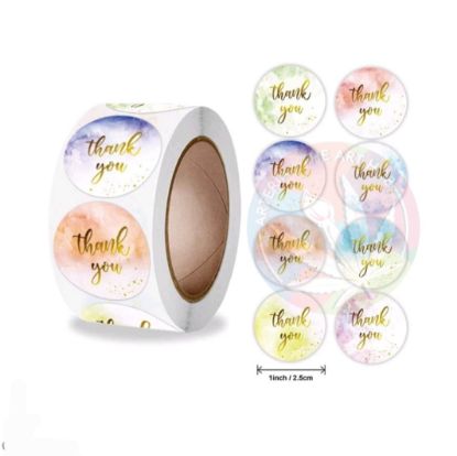 Picture of Round Thank You Sticker- Colour Splash