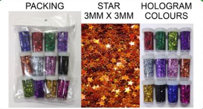 Picture of HOLOGRAPHIC STARS GLITTER SET OF 12