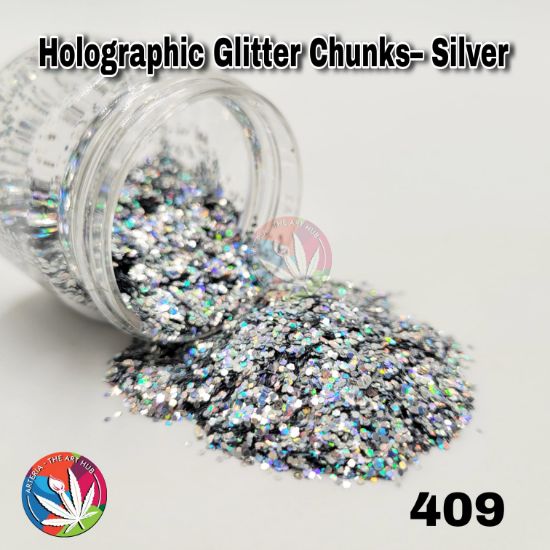 Picture of Holographic Glitter Chunks–  Silver