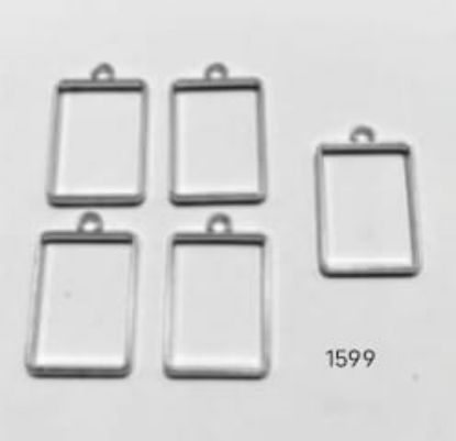 Picture of Silver Hollow Bezels Rectangle- Set of 10