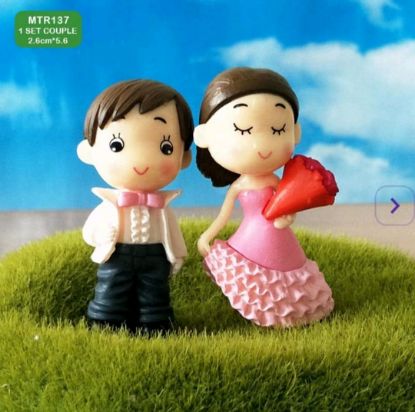 Picture of Miniature Cute Couple with Roses [1 set]