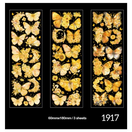 Picture of Bronzing Yellow Butterflies Deco Sticker - 3 sheets 