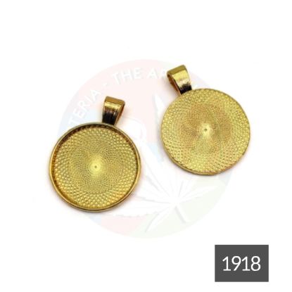 Picture of Golden Round Pendant Bezel With Base 