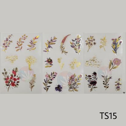 Picture of Transparent Stickers Gold Florals Set of 3 Sheets- 5