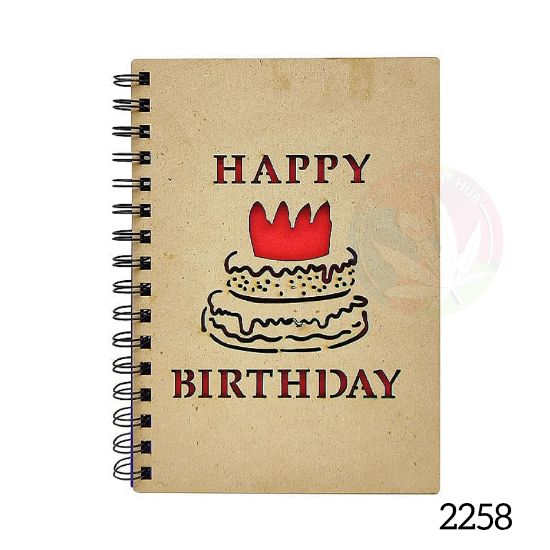 Picture of A5 MDF Spiral Notebook - Red Happy Birthday