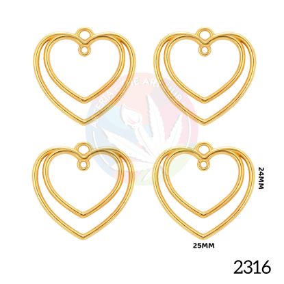 Picture of Designer Hollow Heart Within Heart Bezel Golden [5 pcs]