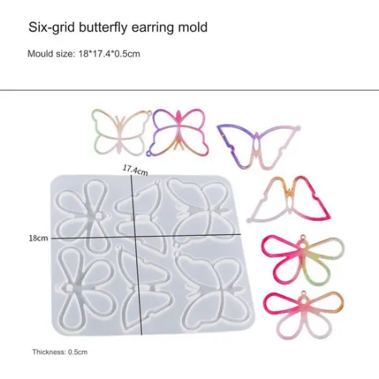 Picture of 6 Cavity 3D Outline Butterfly Mould