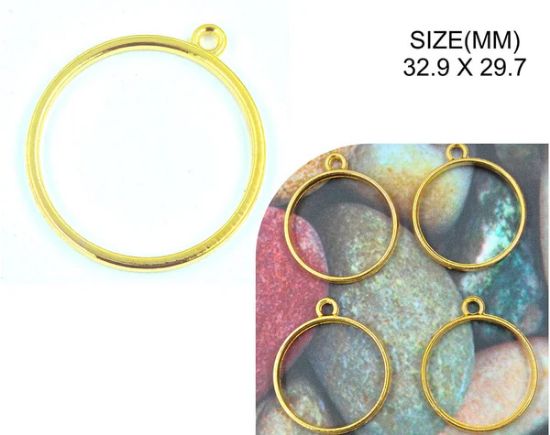 Picture of Gold Round Hollow Bezels  - set of 5